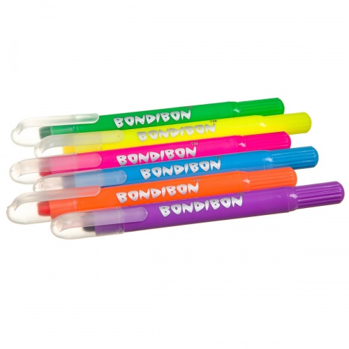 Набор гелевых карандашей для рисования Bondibon 6 цветов, в пластиковой коробке, ВОХ 13,8х10,5х2,1см фото 3
