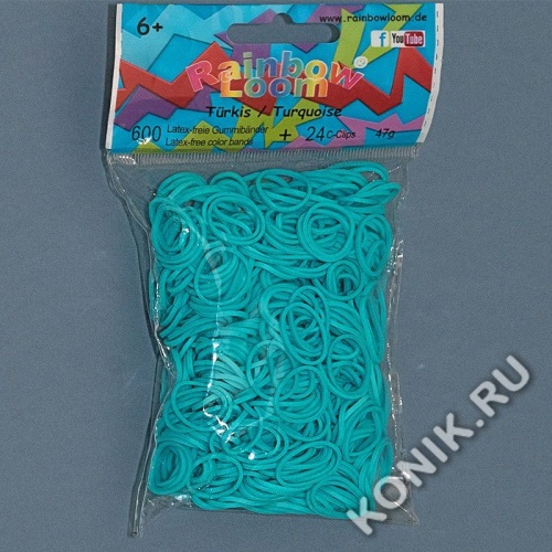 Резиночки для плетения браслетов RAINBOW LOOM, бирюзовые фото 6