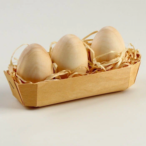 Яйца (3 шт.) под роспись в корзиночке (РНИ) арт.8009 фото 2