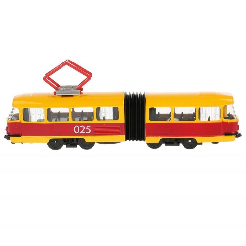 Технопарк. Трамвай с гармошкой арт.SB-18-01WB(IC) металл свет-звук 19 см, дв., инерц., кор. фото 3
