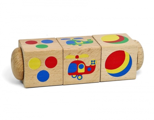 Кубики деревянные на оси Цвет (3 кубика) фото 4
