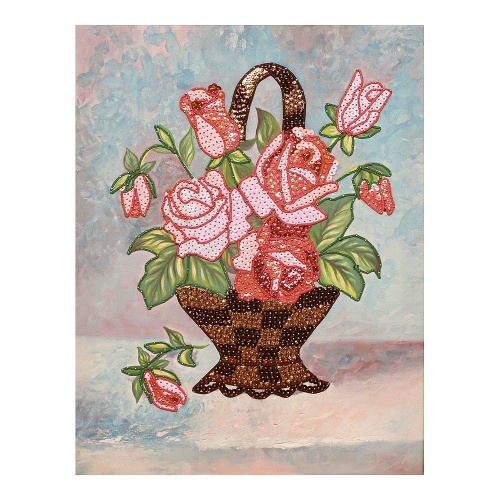 Мозаика из пайеток на холсте Букет роз фото 2