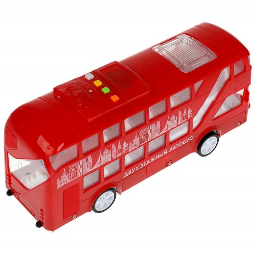 Технопарк. Двухэтажный автобус 25 см, пластик свет-звук  двери, инерция, кор. арт.2011B010-R фото 5