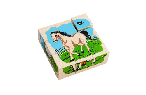 Кубики деревянные Домашние животные 9 эл. фото 3