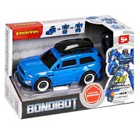 Трансформер 2в1 BONDIBOT Bondibon робот-автомобиль с отвёрткой, джип синий с багажником, BOX 21x10х1