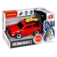 Трансформер 2в1 BONDIBOT Bondibon робот-автомобиль с отвёрткой, джип красный с велосипедом, BOX 21x1