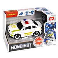 Трансформер 2в1 BONDIBOT Bondibon робот-автомобиль, полиция, BOX 21x10х13 см, арт. M1478-3B.