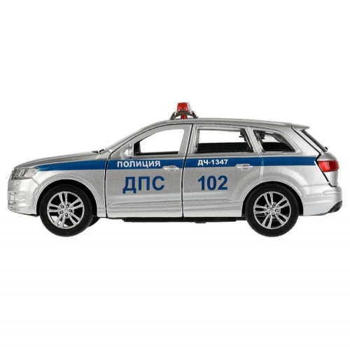 Технопарк. Модель "Audi Q7 Полиция" металл 12 см, двер, багаж, инер, серебристый, арт.Q7-12POL-SR фото 4