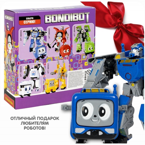 Трансформер 2в1 BONDIBOT Bondibon робот-телевизор, цвет синий, BOX 20х18х7см фото 10