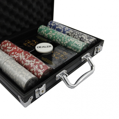 Фабрика Покера: Набор из 200 фишек для покера с номиналом в кейсе (цвет в ассорт.) арт.CPPS200B фото 3