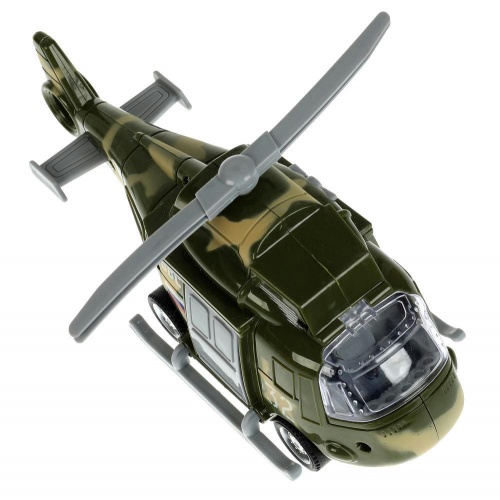 Технопарк. Военный вертолет 20 см, пласт. свет-звук, откр. каб., подв.. дет.,арт.2002A062-R-ARMY фото 5