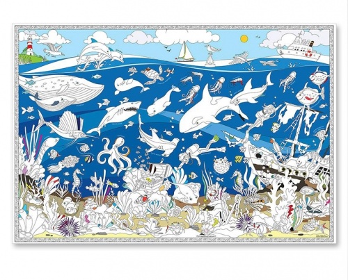 Раскраска-плакат ГЕОДОМ 3323 Подводный мир, большая фото 2