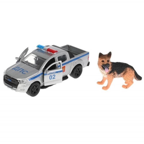 Технопарк. "Ford Ranger" Пикап 12 см+собака 4,5 см, дв., баг.инерц арт.SB-18-09-FR-P+DOG-WB фото 3