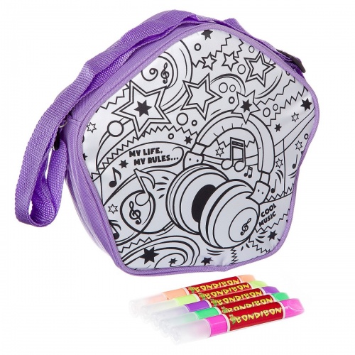 Набор для раскрашивания с 3D красками BONDIBON, сумочка пятиуг. ДИСКО фото 3