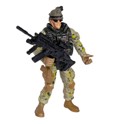 Набор "Армия" солдатик с оружием, " НАСТОЯЩИЙ БОЕЦ"  Bondibon, CRD 21,5x13x3 см, спецназовец ,форма фото 4