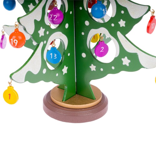 Новогодний набор BONDIBON. "Деревянная ёлочка-календарь 3D с игрушками", высота 29см фото 8