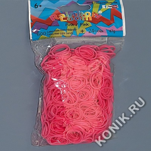 Резиночки для плетения браслетов RAINBOW LOOM, розовые фото 6