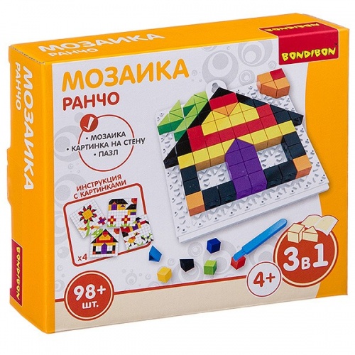 Логические, развивающие игры и игрушки Bondibon Мозаика «РАНЧО», 98 дет., BOX 16x4x14 см фото 2