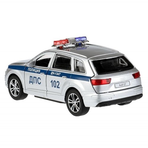 Технопарк. Модель "Audi Q7 Полиция" металл 12 см, двер, багаж, инер, серебристый, арт.Q7-12POL-SR фото 6