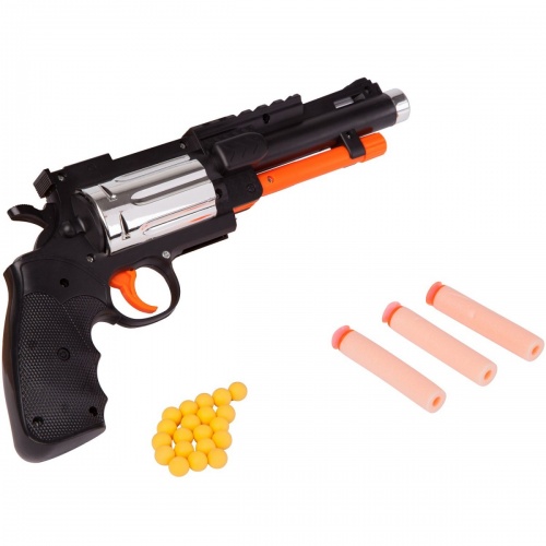 Оружие Bondibon, револьвер с мягкими пульками 8 мм и патронами, 2 в 1, РАС 36х15 см, арт.M7318. фото 3