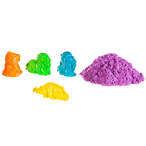Набор игровой Вondibon "Марсианский песок", 500г фиолетовый, 4 формочки 3D из двух частей. фото 3