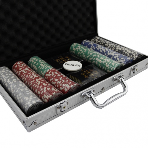 Фабрика Покера: Набор из 300 фишек для покера с номиналом в кейсе (цвет в ассорт.) арт.CPPS300 фото 3