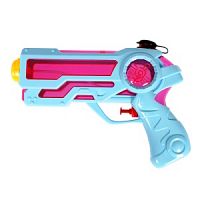 Водный пистолет Bondibon "Наше Лето", РАС 22х16х4,5 см, голубой с розовым.