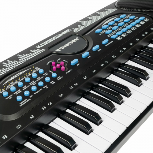 Инструм. муз. на батар., Синтезатор Клавишник Bondibon, 49 клавиш, с микрофоном и USB-шнуром, стерео фото 6