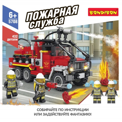 Конструктор Bondibon, Пожарная Служба, Пожарная машина, 432 дет., BOX фото 3