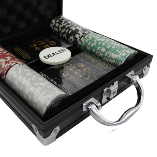 Фабрика Покера: Набор из 100 фишек с номиналом для покера в кейсе (цвет в ассорт.) арт.CPPS100B фото 4