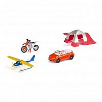 Набор: Машина, мотоцикл, водный самолет, палатка