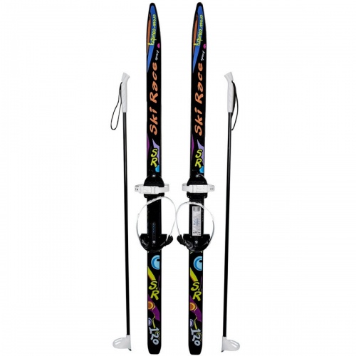 Лыжи подростковые "Ski Race"120/95 см, унив.крепление "Цикл", с палками фото 2