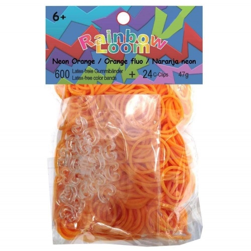 Резиночки для плетения браслетов RAINBOW LOOM, неоново-оранжевые фото 2