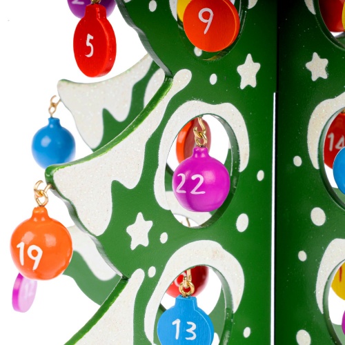 Новогодний набор BONDIBON. "Деревянная ёлочка-календарь 3D с игрушками", высота 29см фото 7