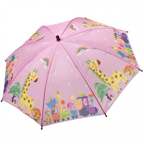 Зонт BONDIBON, авто, полиэстер, диам19", розовый с жирафиком фото 2