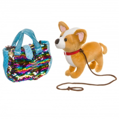 Собачка в сумке с пайеткиами, Bondibon МИЛОТА, c ошейником и поводком, PAC, чихуахуа 19 cм, арт. LEO фото 3