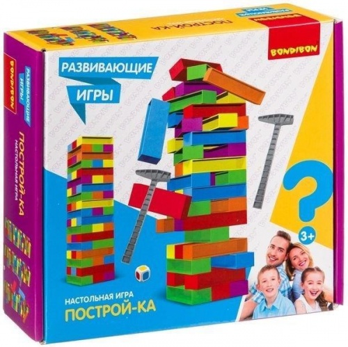 Развивающие игры Bondibon башня «ПОСТРОЙ-КА», 54 блока, BOX  26,5х6х24 фото 2