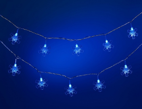 н.г.эл.гирл.LED снежинки 36л.синий(2/8ф) в пвх (прозр.провод) 5.7м фото 2
