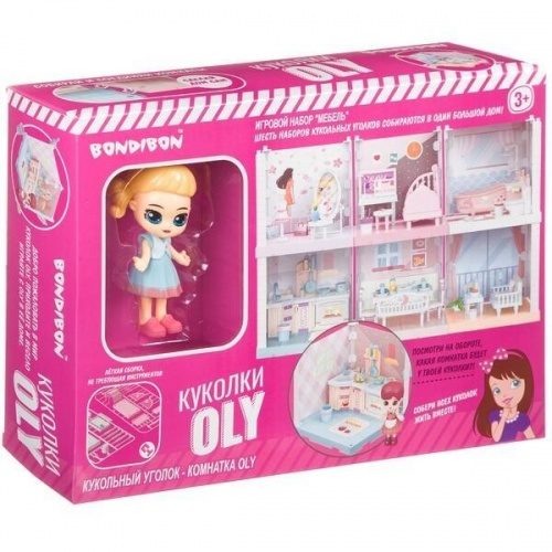 Игровой набор «Мебель» Bondibon, Кукольный уголок (Спальня 13,5х13,5х13,5 см) и  куколка Oly 9,3см, фото 2