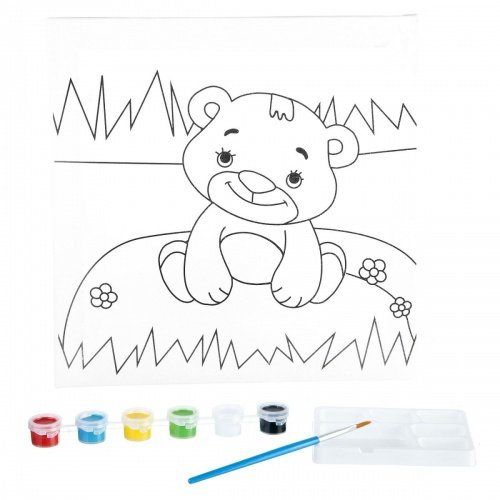 Набор для рисования Bondibon, Медведь (холст 25x25см на рамке,акр.краски,кисть,палитра) фото 3