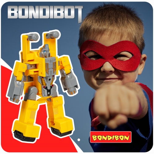 Трансформер 2в1 BONDIBOT Bondibon робот-холодильник, цвет жёлтый, BOX 20х18х7см фото 9