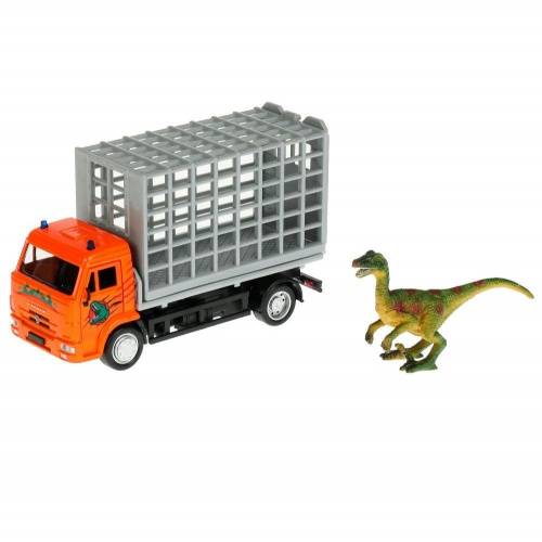 Технопарк. Машина "Kamaz с динозавром" 14 см, металл двери, подвиж дет, инерц, арт.KAMCHE-15DIN-DINO фото 2