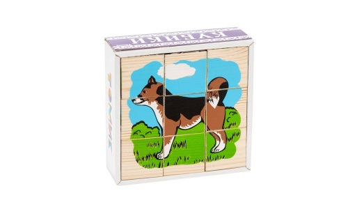 Кубики деревянные Домашние животные 9 эл. фото 2