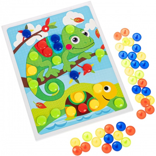 Мозаика для малышей Bondibon, 5 картинок-шаблонов, 60 фишек, BOX фото 6