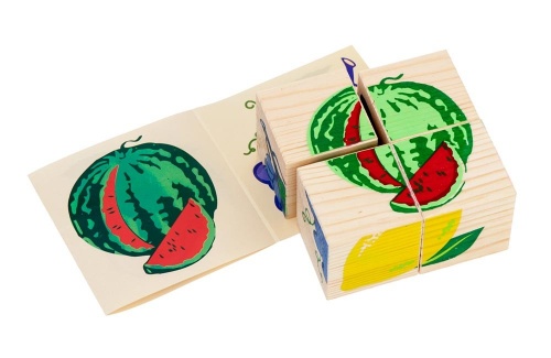 Кубики деревянные 4 эл Фрукты-ягоды фото 4