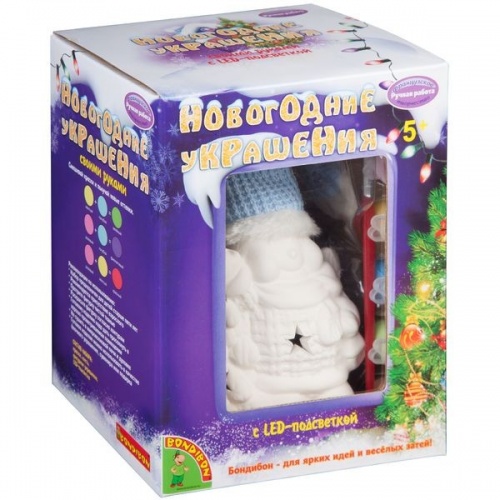 Набор для творчества Bondibon"Новогодние украшения" сувенир Снеговик с подсветкой LED фото 2