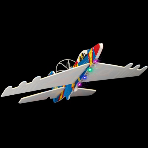 Самолёт ИСТРЕБИТЕЛЬ с моторчиком тм Bondibon , сборный, аккумуляторный, ВОХ 31х12х2,5 см, цвет синий фото 8