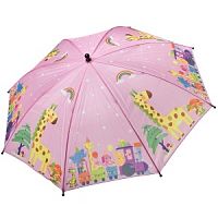 Зонт BONDIBON, авто, полиэстер, диам19", розовый с жирафиком